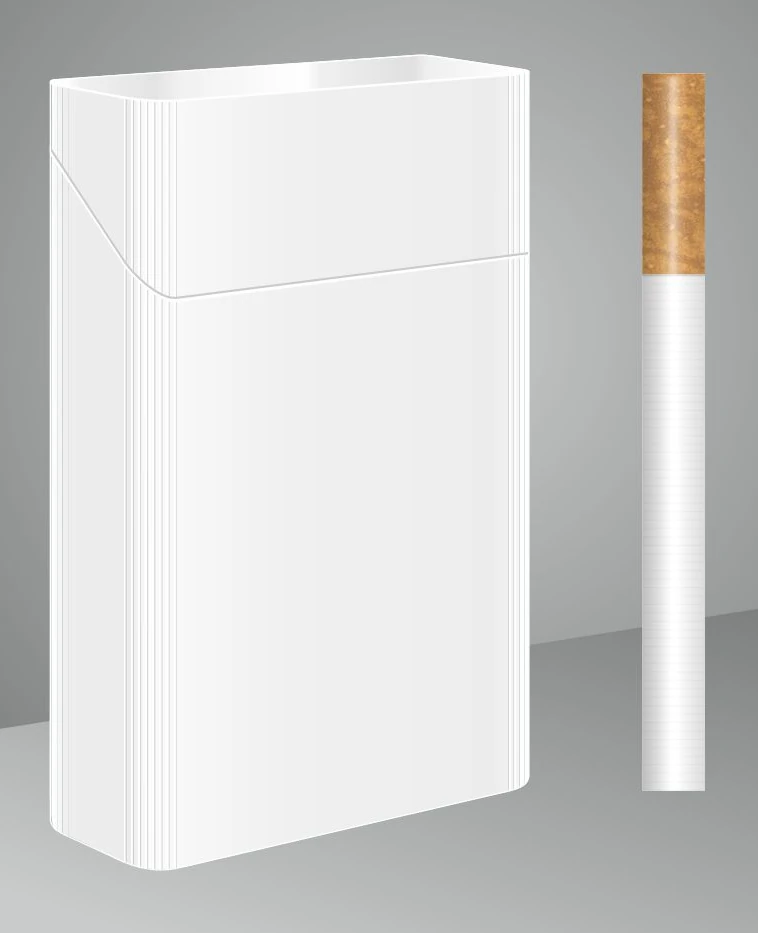 Blank Regular-format pack beside a single cigarette